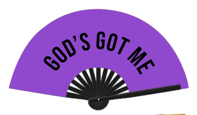 God's Got Me Clack Fan (Purple)