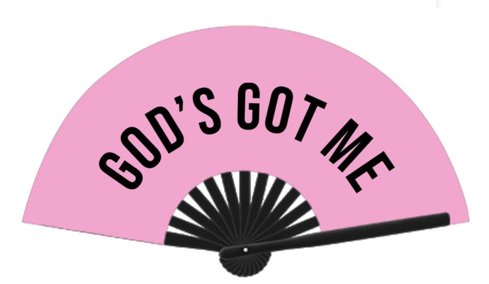 God's Got Me Clack Fan (Pink)